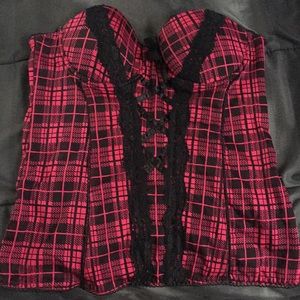 Pink n black plaid corset